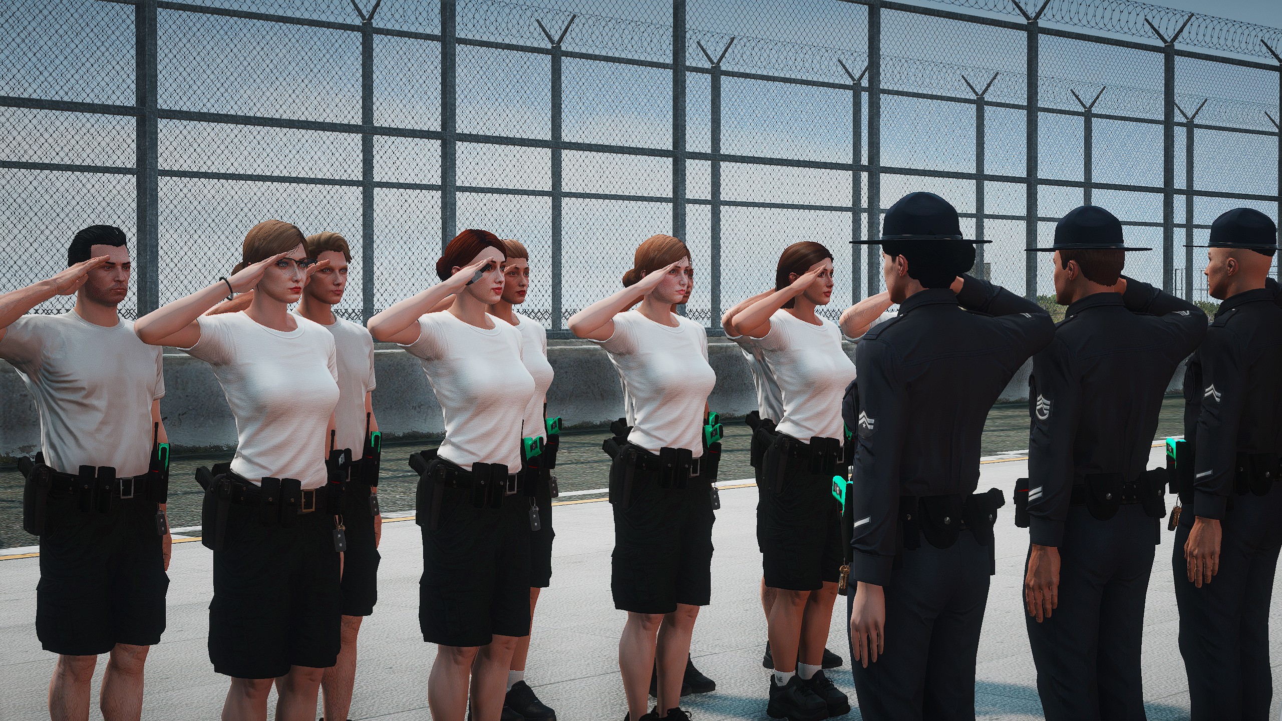 LAPD Recruit Graduation-Officers standing in line.